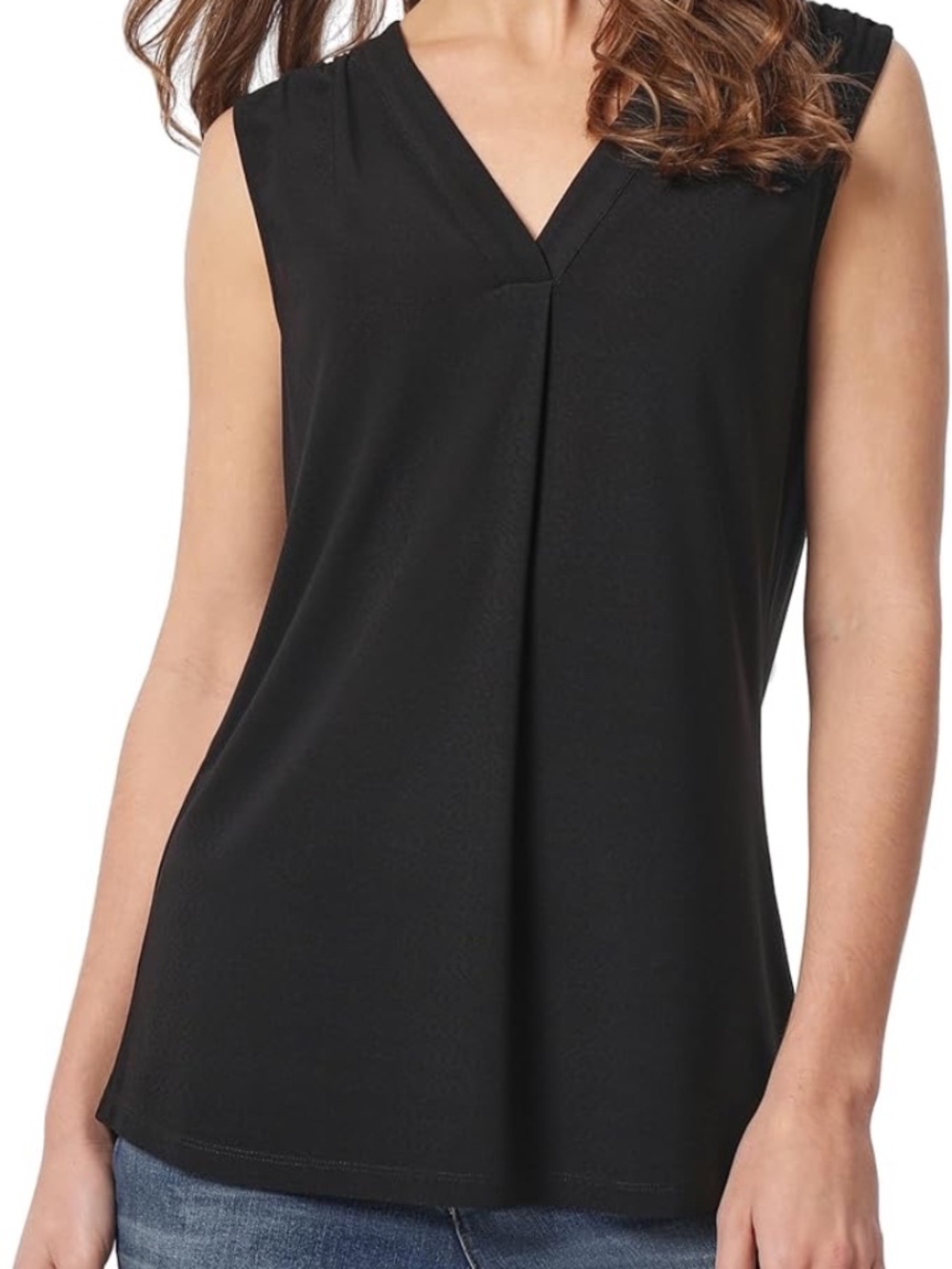 Jones New York Black Sleeveless V Neck Blouse Top NWT Women’s Large